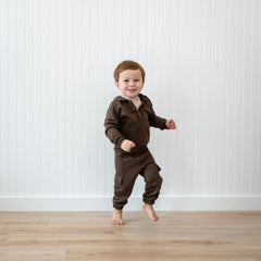 Fleece Zip Up Hoodie in Espresso