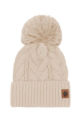 Chunky Cable Knit Beanie in Almond