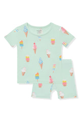 Short Sleeve Pajamas in Mint Ice Cream
