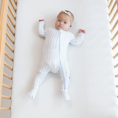 Zippered Footie in Small Mist Stripe