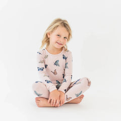 Long Sleeve Pajamas in Blush Butterfly