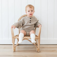Chunky Knit Romper in Almond