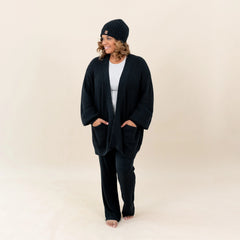 Chunky Knit Adult Ribbed Beanie in Midnight