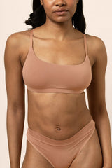 Women's Scoop Neck Bralette in Latte