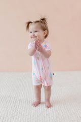 Zipper Shortall Romper in Sakura Ice Cream