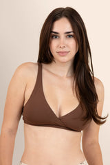 Women's Cross Front Bralette in Toffee