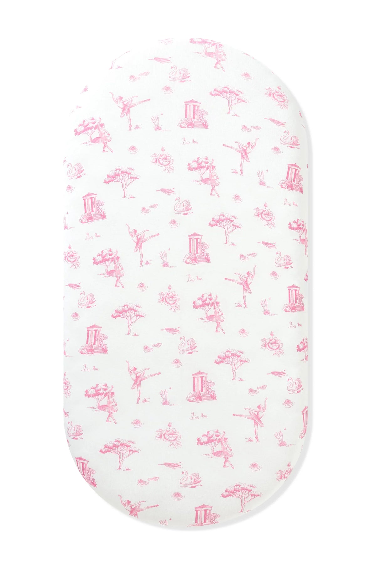 Oval Bassinet Sheet in Toile Ballet