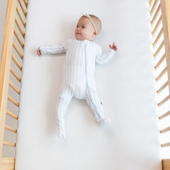 Zippered Footie in Small Mist Stripe
