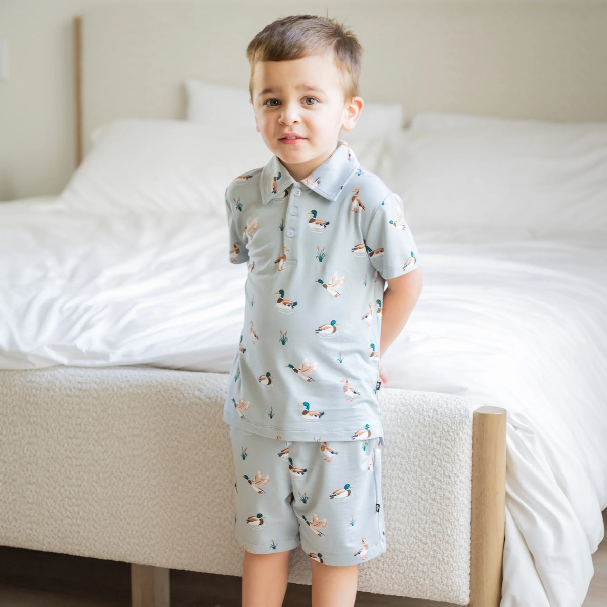 Toddler Short Sleeve Polo in Mallard Duck