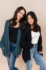 Cable Knit Adult Cardigan in Midnight