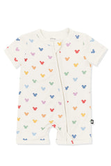 Zipper Shortall Romper in Pastel Mickey Mouse