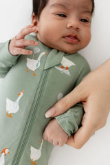 Zippered Footie in Silly Goose