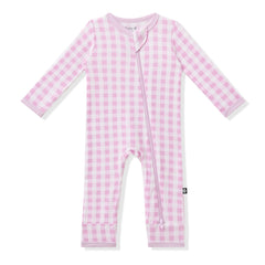 Zippered Romper in Gingham Thistle