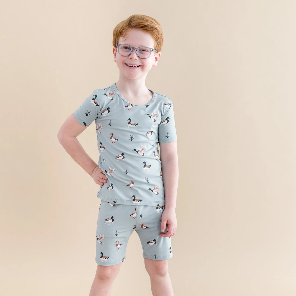 Short Sleeve Pajamas in Mallard Duck