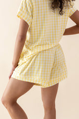 Women's Short Sleeve Pajama Set in Gingham Chamomile