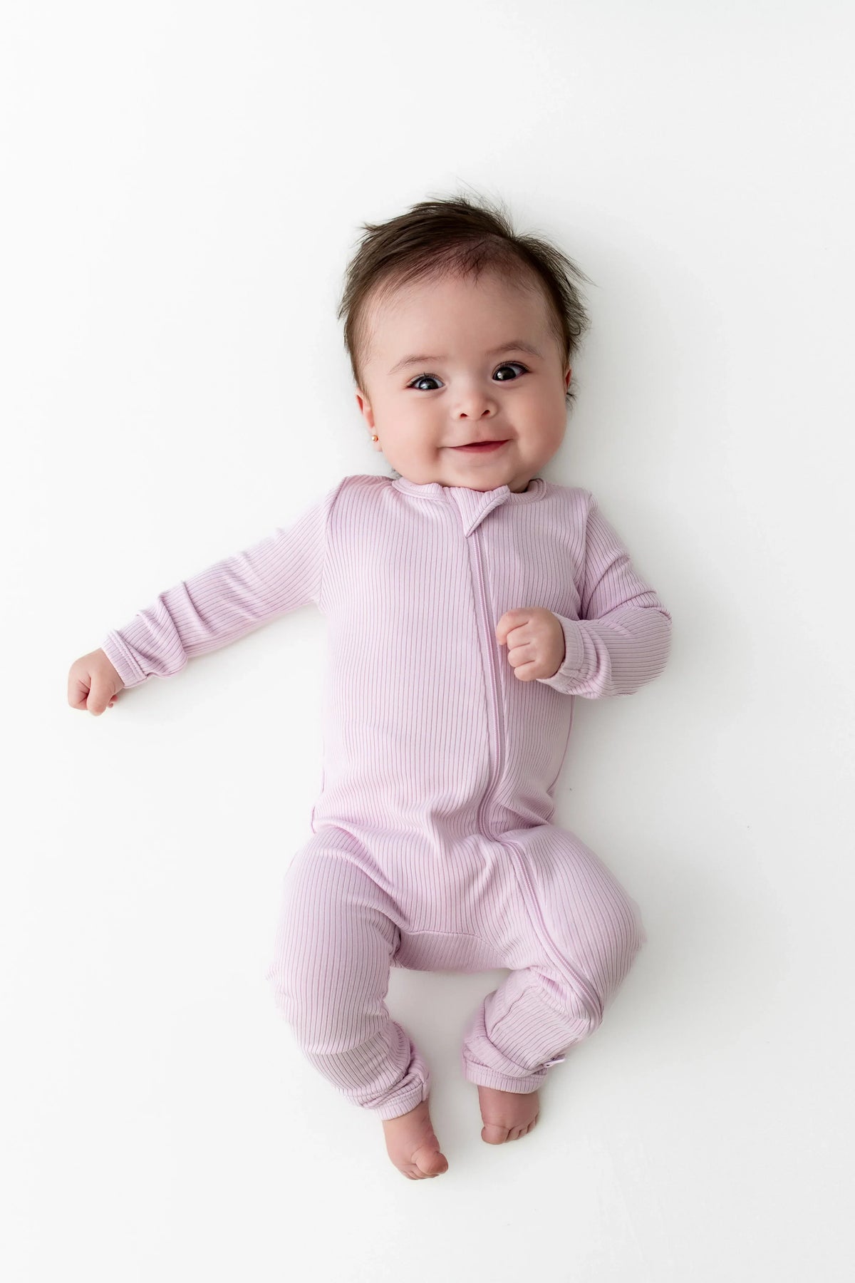 Ribbed Zipper Romper in Thistle