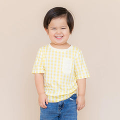 Toddler Crew Neck Tee in Gingham Chamomile