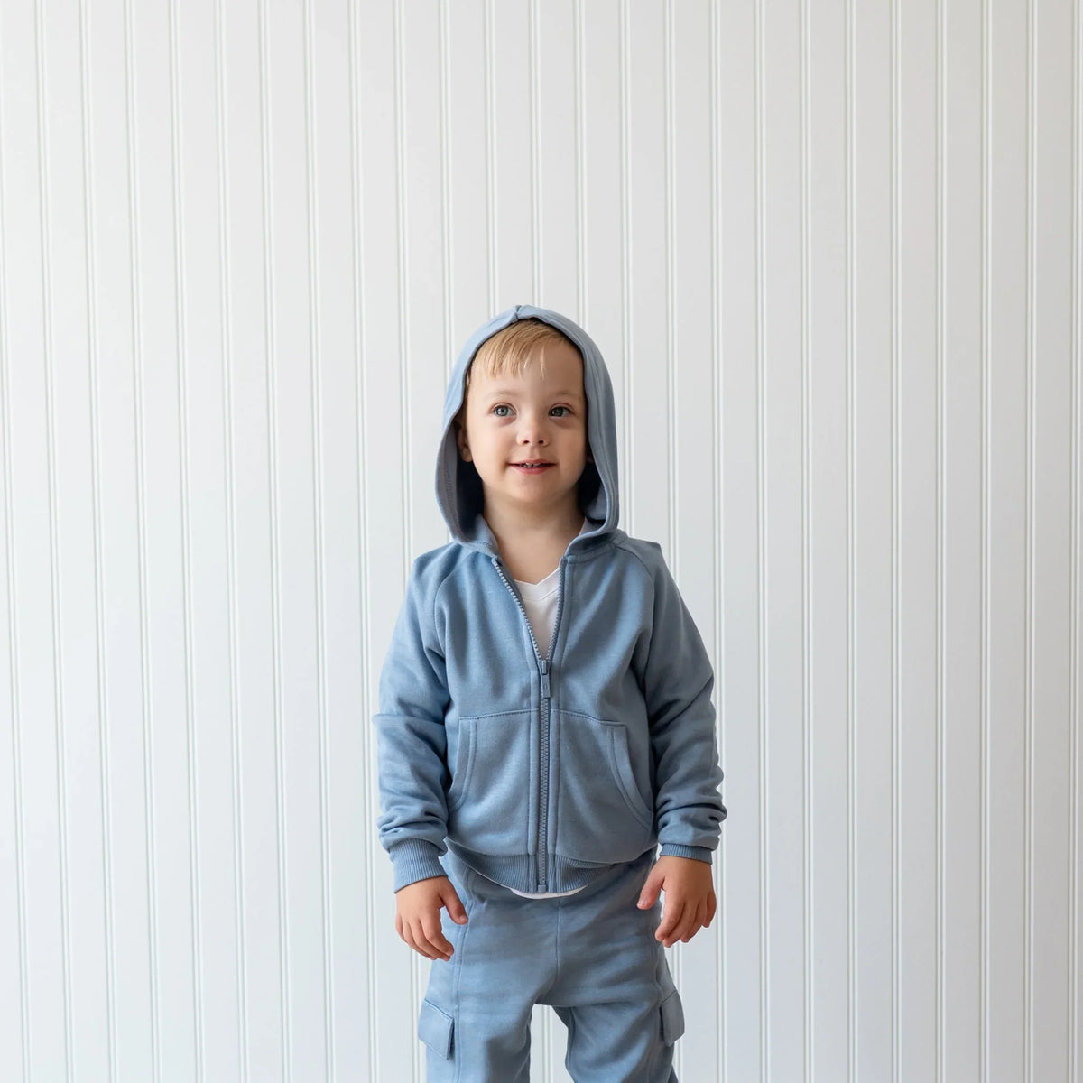 Fleece Zip Up Hoodie in Slate