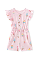 Flutter Sleeve Romper in Sakura Ice Cream