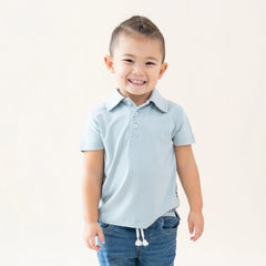Toddler Short Sleeve Polo in Fog