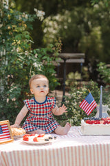 Twirl Bodysuit Dress in Patriotic Gingham