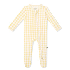 Zippered Footie in Gingham Chamomile