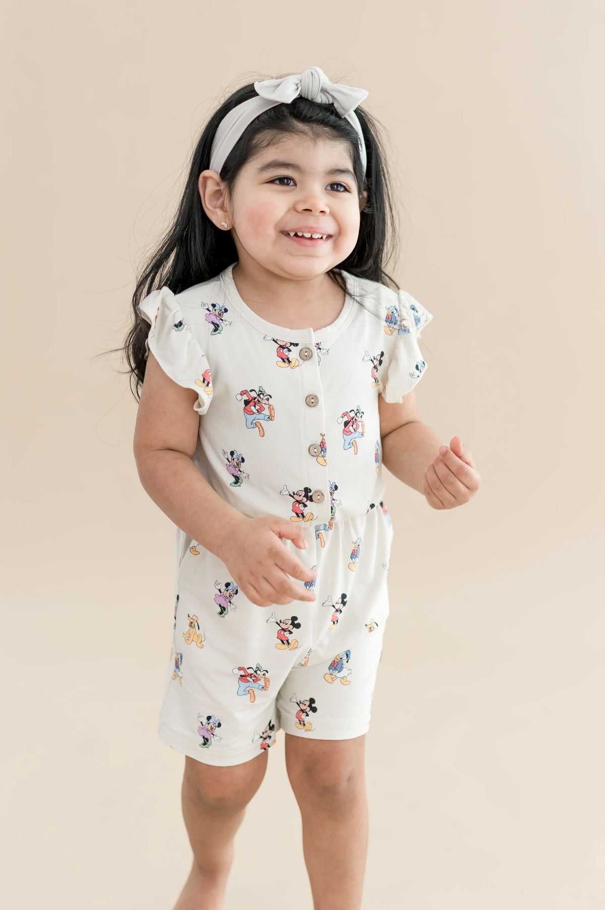 Flutter Sleeve Romper in Mickey Mouse and Friends