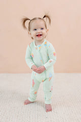 Zippered Romper in Mint Ice Cream