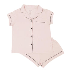 Women’s Short Sleeve Pajama Set in Blush with Midnight Trim