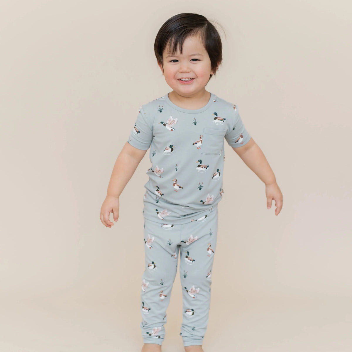 Short Sleeve with Pants Pajamas in Mallard Duck