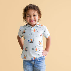 Toddler Short Sleeve Polo in Winnie the Pooh Hundred Acre Wood
