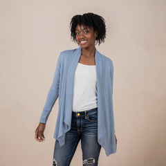 Women's French Terry Wrap Top in Slate