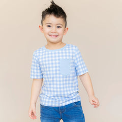 Toddler Crew Neck Tee in Gingham Breeze
