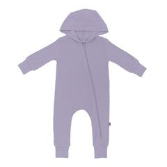 Bamboo Jersey Hooded Zippered Romper in Taro