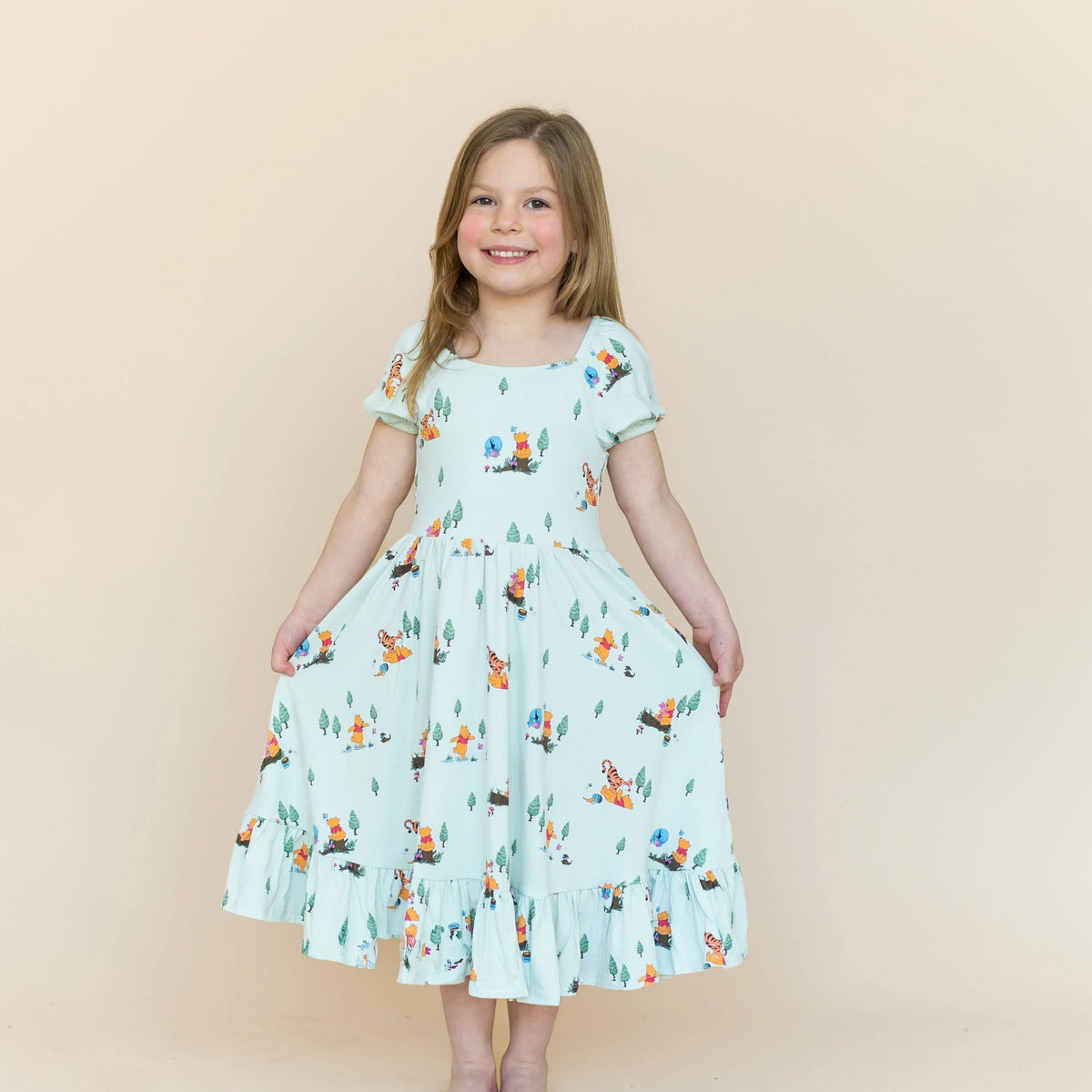 Puff Sleeve Twirl Dress in Winnie the Pooh Hundred Acre Wood
