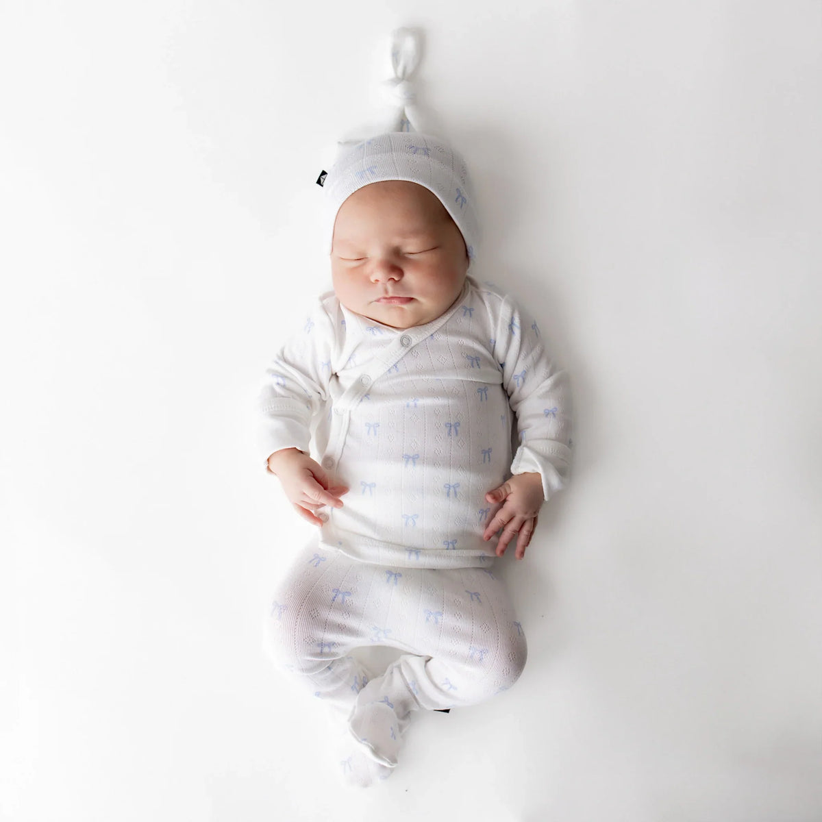 Pointelle Take Me Home Set with Cap in Sweet Blue Bow