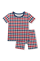 Short Sleeve Pajamas in Patriotic Gingham