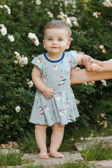 Twirl Bodysuit Dress in Patriotic Goose