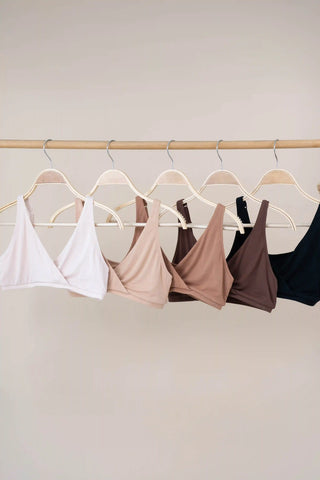 Women's Cross Front Bralette in Latte