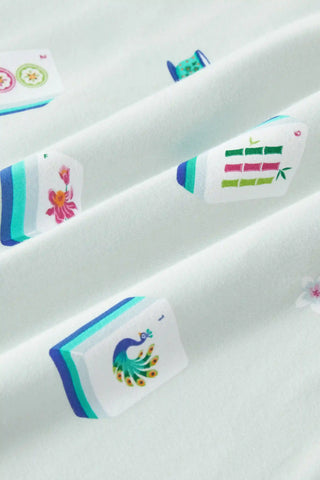 Women's Short Sleeve Pajama Set in Dew Mahjong