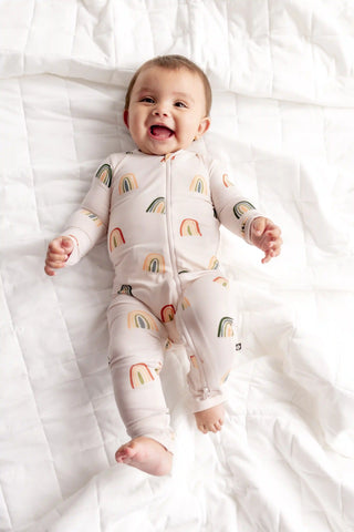 Zippered Romper in Retro Rainbow