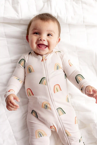 Zippered Romper in Retro Rainbow