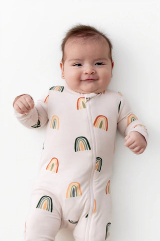 Zippered Romper in Retro Rainbow