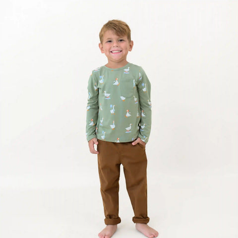 Long Sleeve Toddler Crew Neck Tee in Silly Goose
