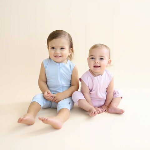 Zippered Sleeveless Romper in Breeze