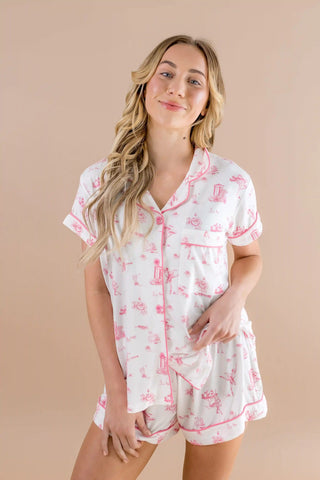 Women's Short Sleeve Pajama Set in Toile Ballet