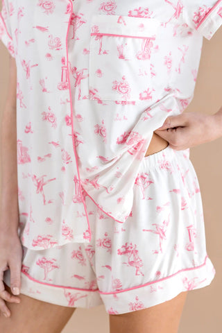 Women's Short Sleeve Pajama Set in Toile Ballet