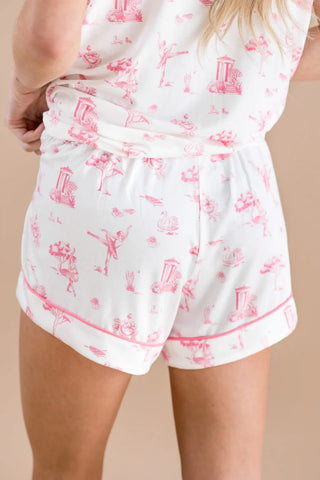 Women's Short Sleeve Pajama Set in Toile Ballet