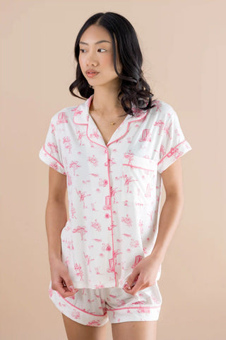 Women's Short Sleeve Pajama Set in Toile Ballet