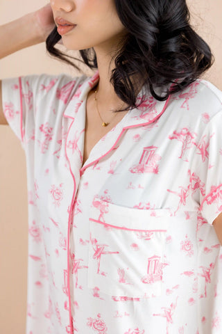 Women's Short Sleeve Pajama Set in Toile Ballet